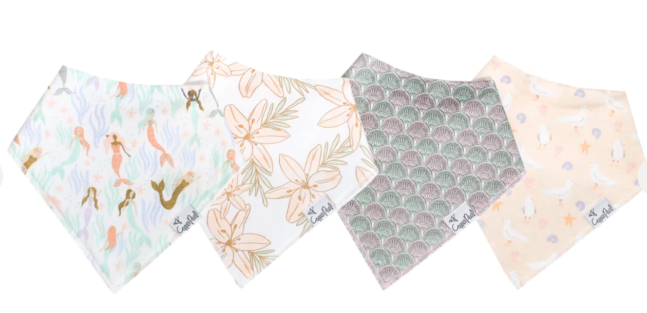 Coral Baby Bib Bandana 4 Pack