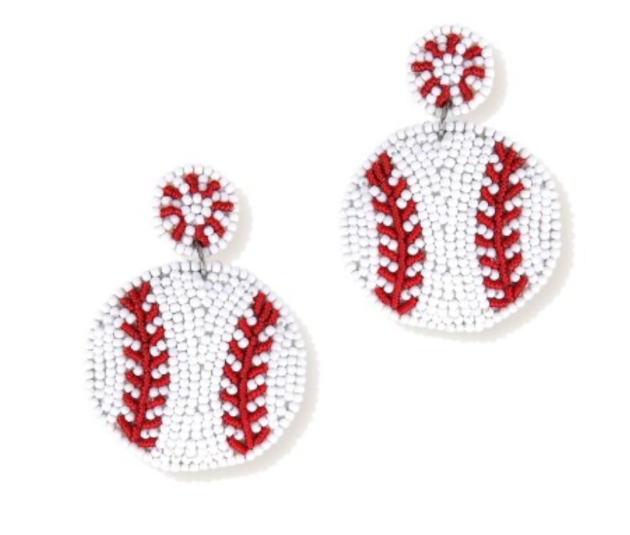 Beaded Baseball Earrings