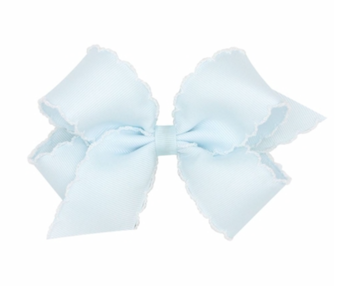 Small Moonstitch Bow- Light Blue w/ white