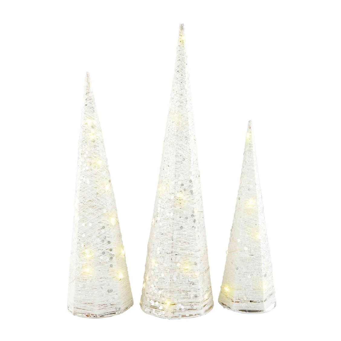 3 Lit Glitter Trees