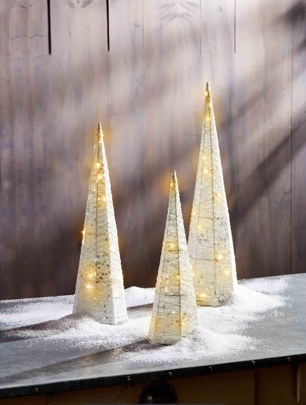3 Lit Glitter Trees