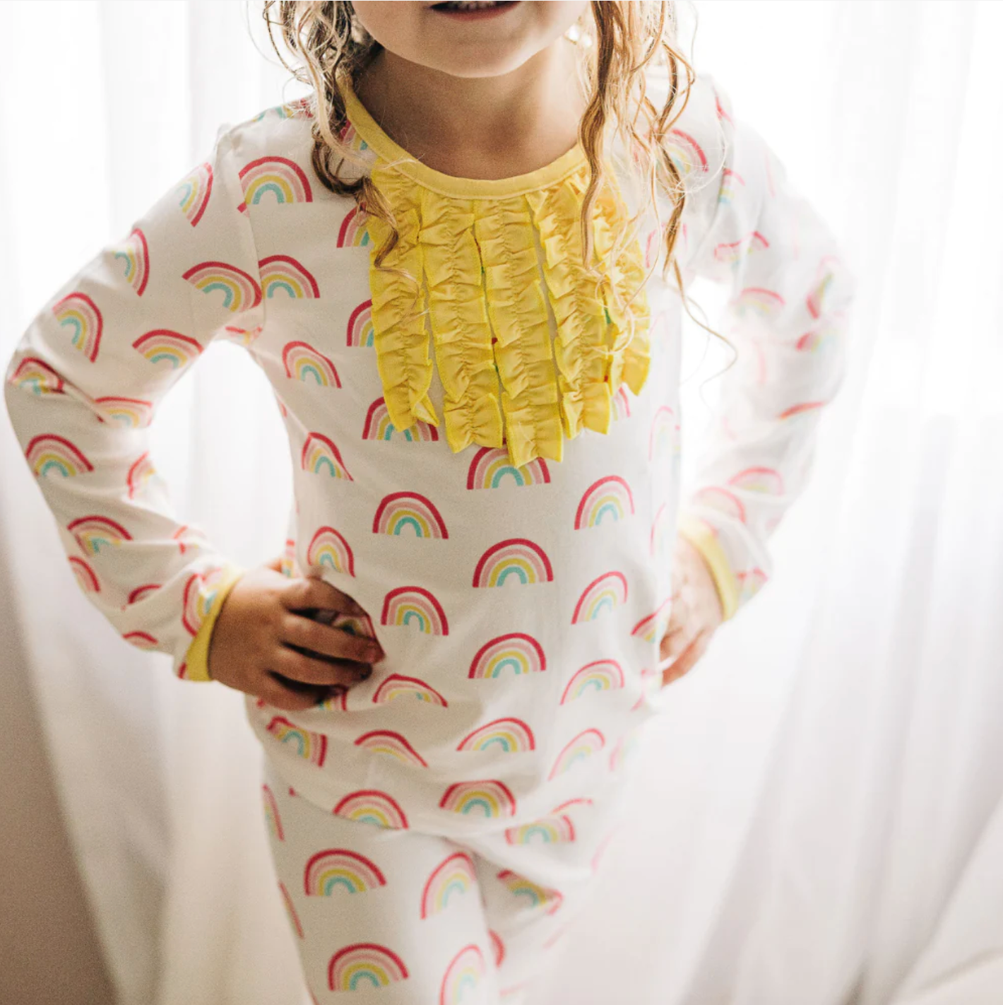 Ruffle Buttflap PJs - Rainbows