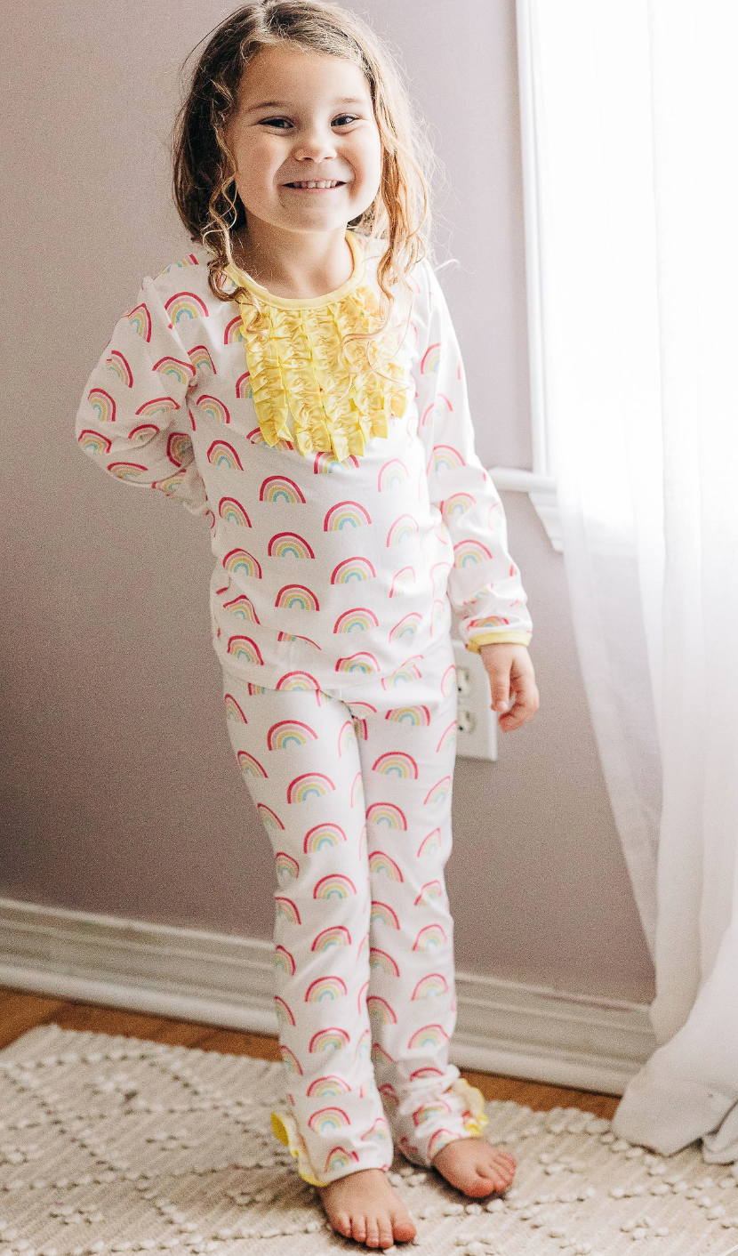 Ruffle Buttflap PJs - Rainbows