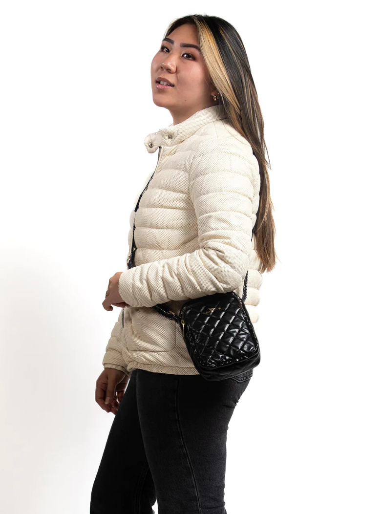 The Micromanager Crossbody Bag -Black Quilted PU