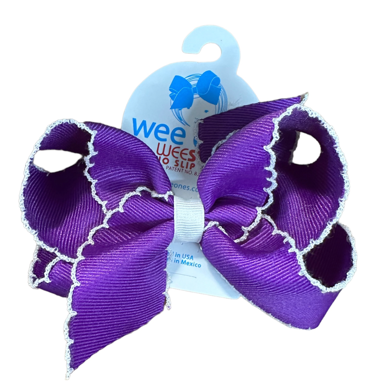 Medium Moonstitch Bow - Purple and White