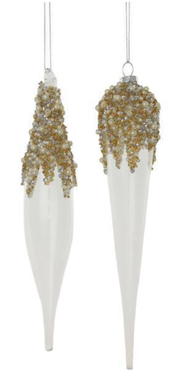 Glass Finial Ornament-gold/clear