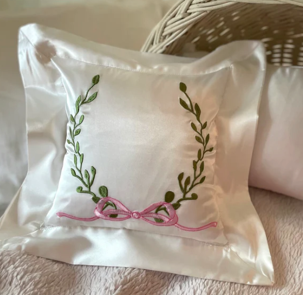 Satin Pink bow Pillow