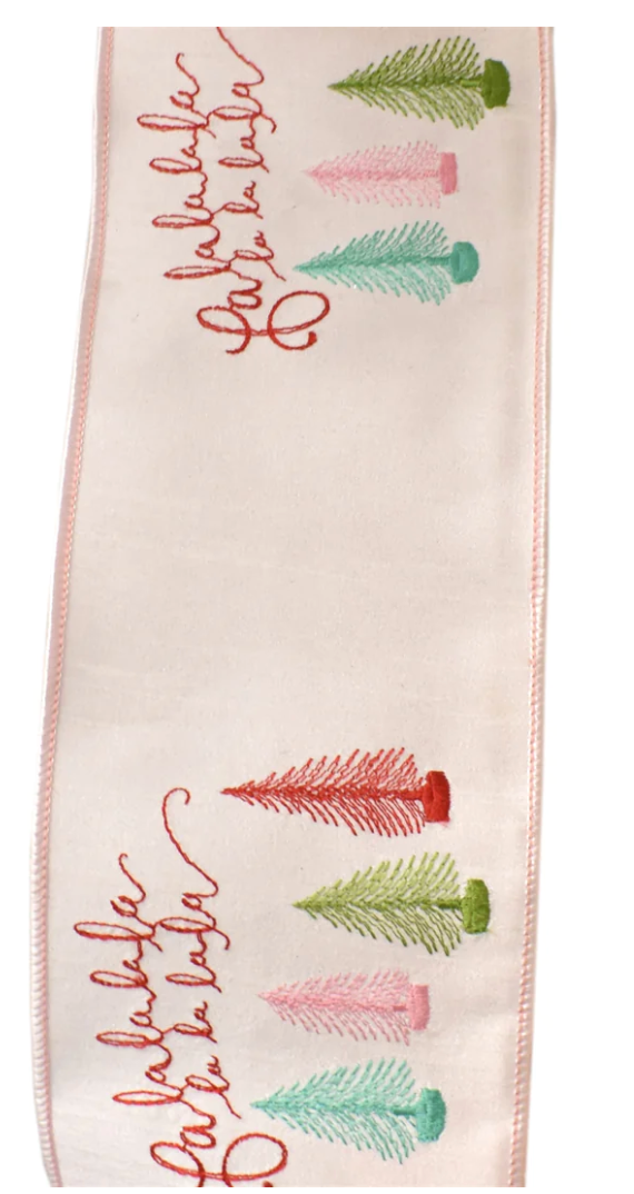 Pink FaLaLa Embroidered Ribbon