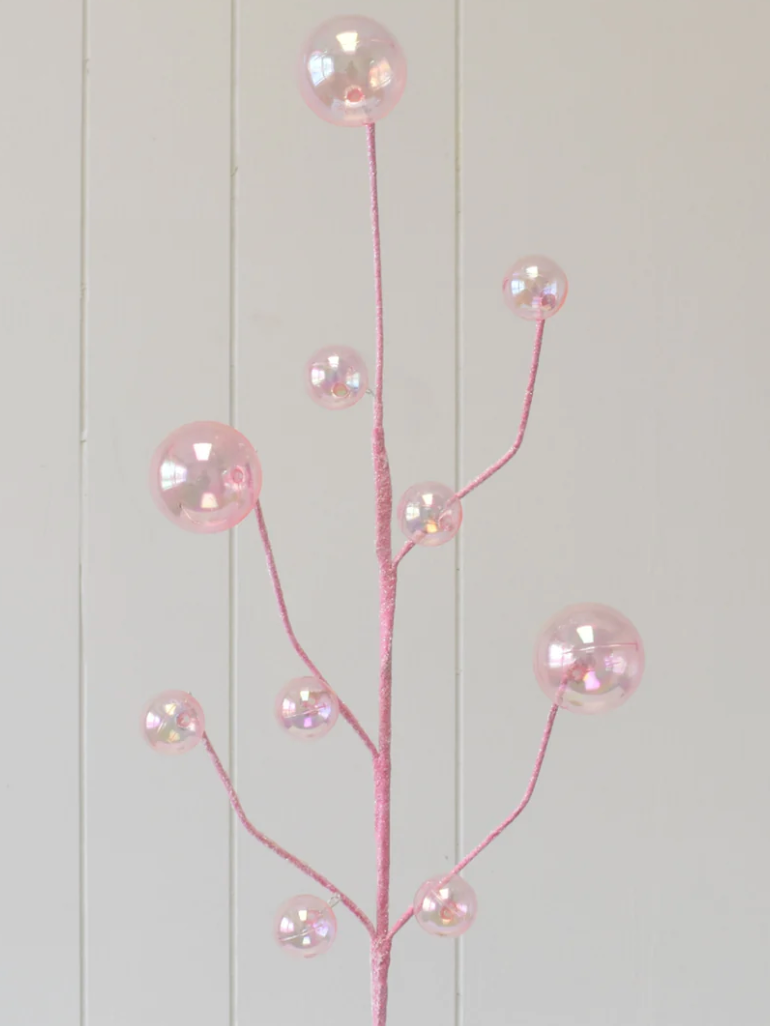 Glittered Spray with Iridescent Clear Bubble Orbs - Pink
