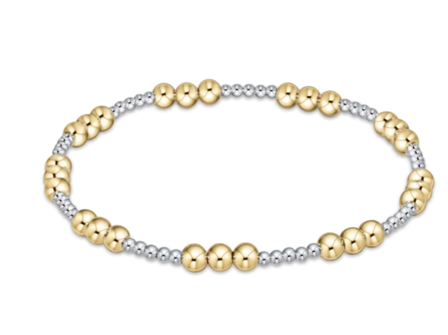 Classic Joy Pattern 4mm Bead Bracelet EXTENDS- Mixed Metals
