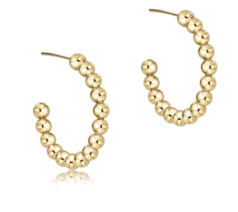 Beaded Classic 1.25" Post Hoop - 4mm Gold