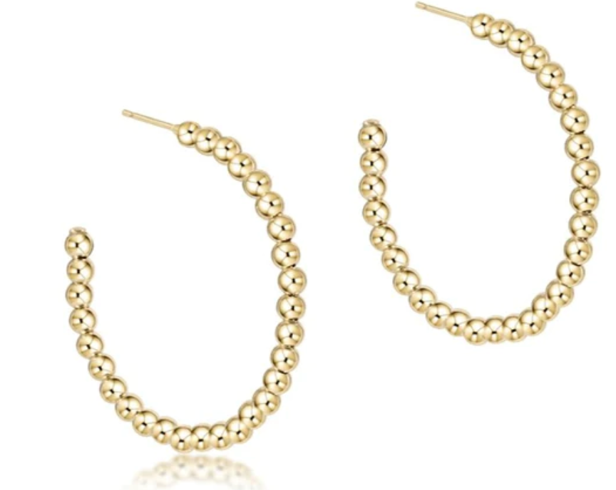 Beaded Classic 1.25" Post Hoop - 3mm Gold