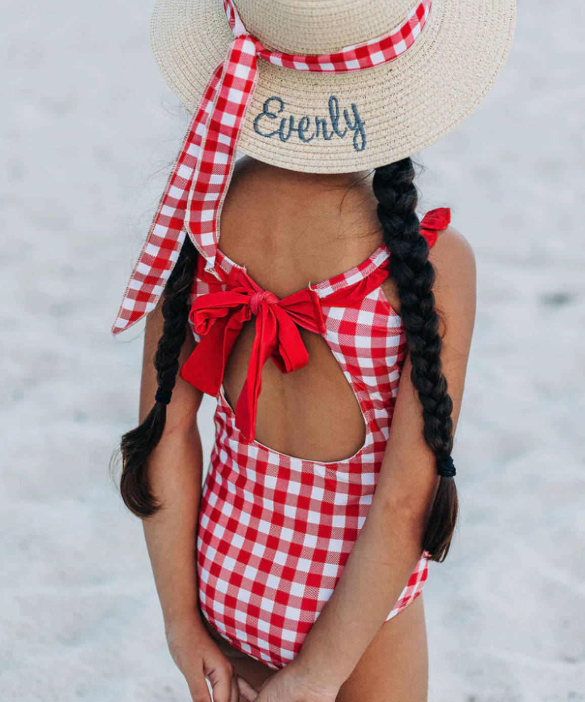 Red gingham top bathing suit