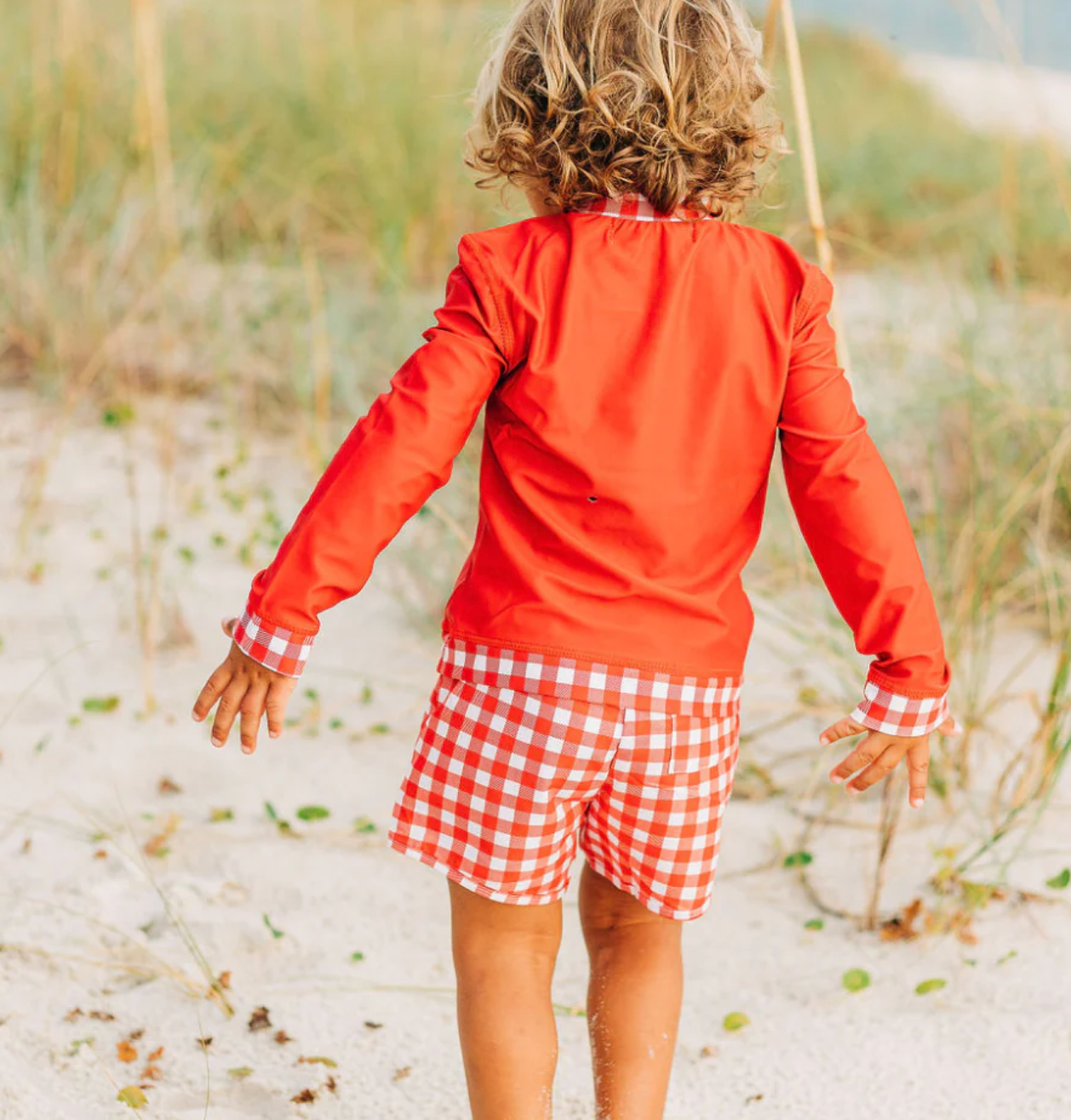 Gingham on sale swim trunks