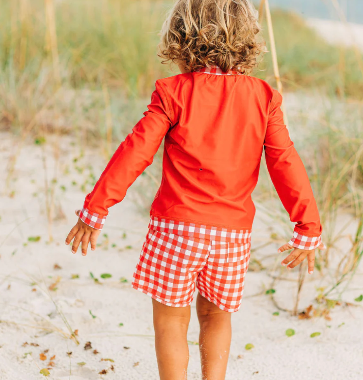 Red Gingham Swim Shorts
