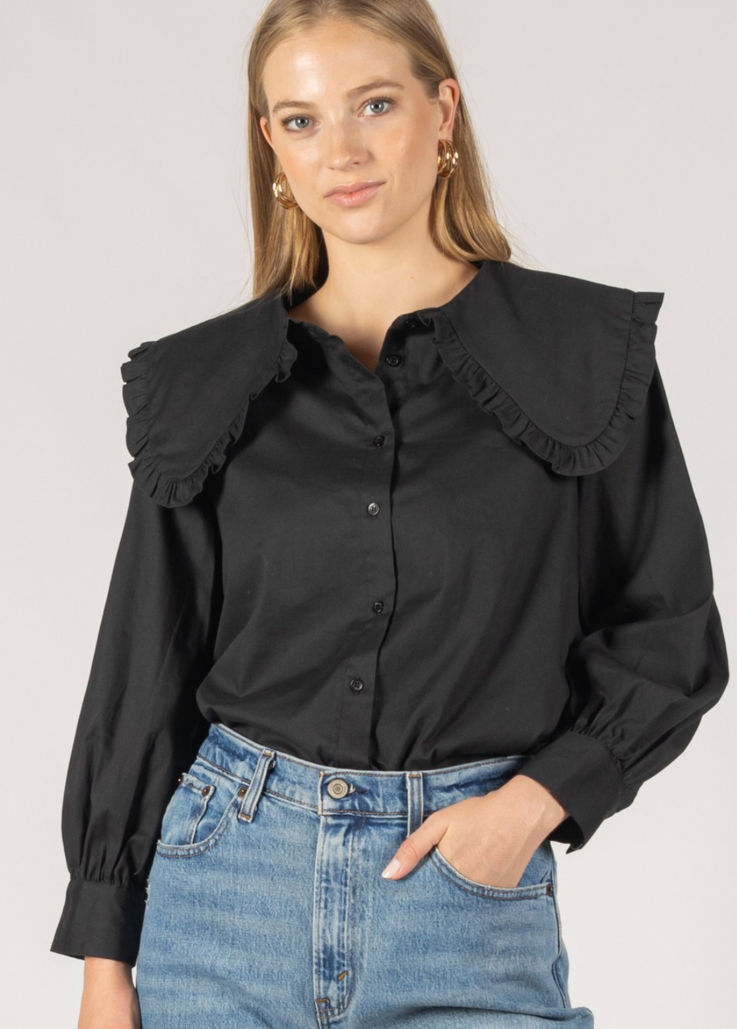 Oversized Collar Button Up Shirt