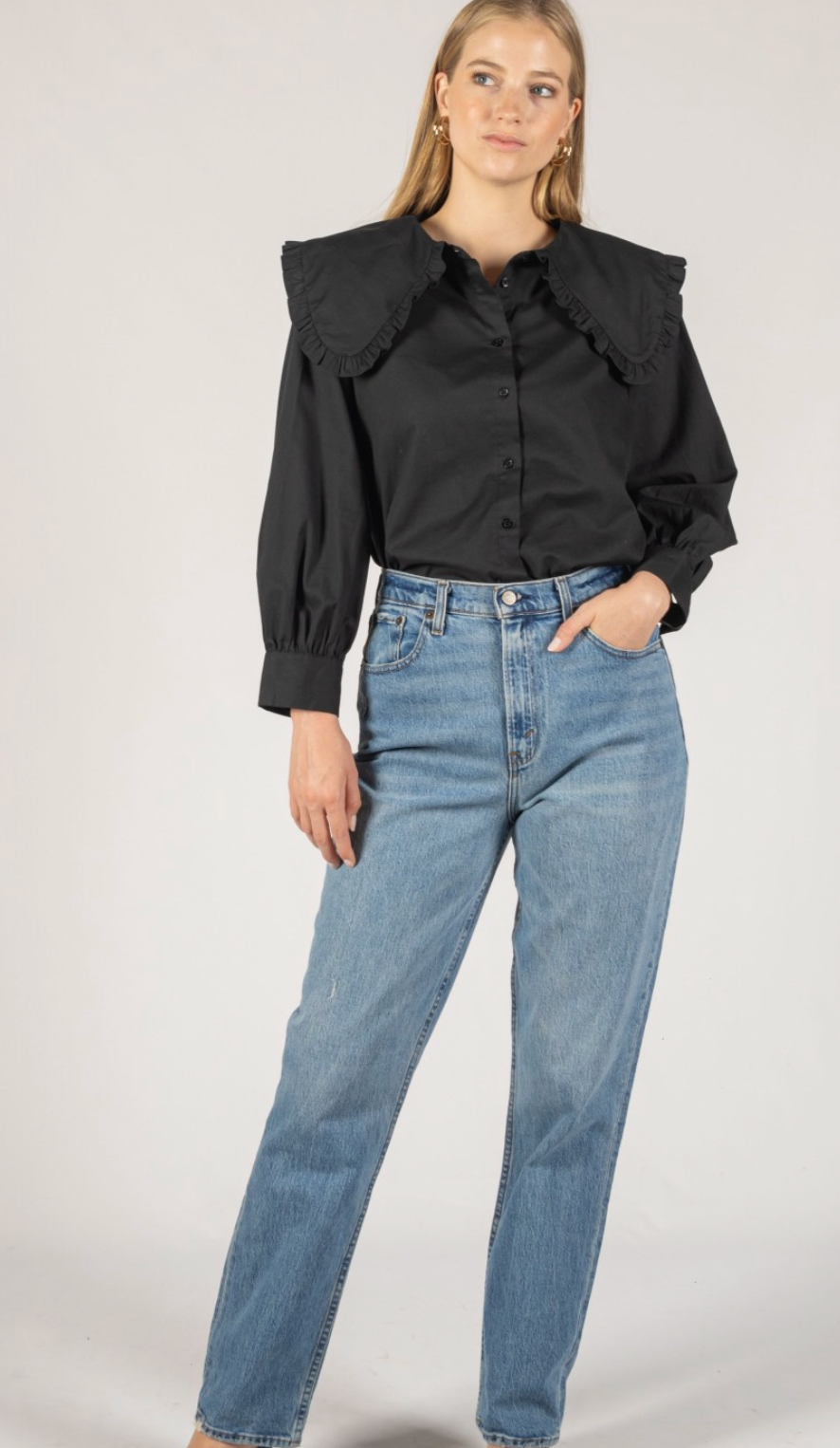 Oversized Collar Button Up Shirt