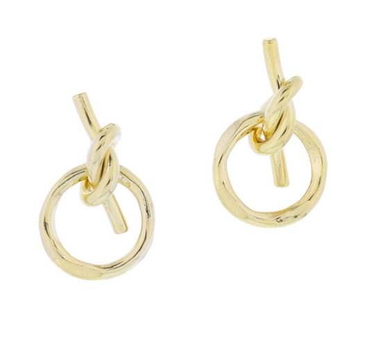 18k Gold Plated Knotted Ring Earrings
