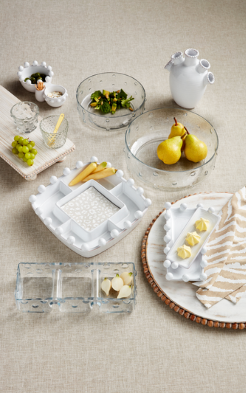 Hobnail Glass Triple Tidbit