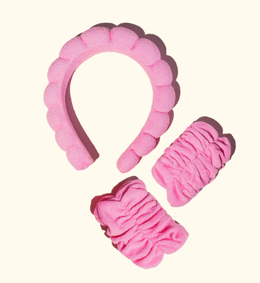 Pink Headband + Wristband Set