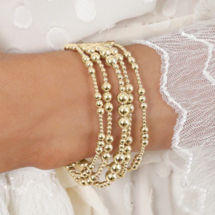 Classic Joy Pattern 4mm Bead Bracelet- Gold
