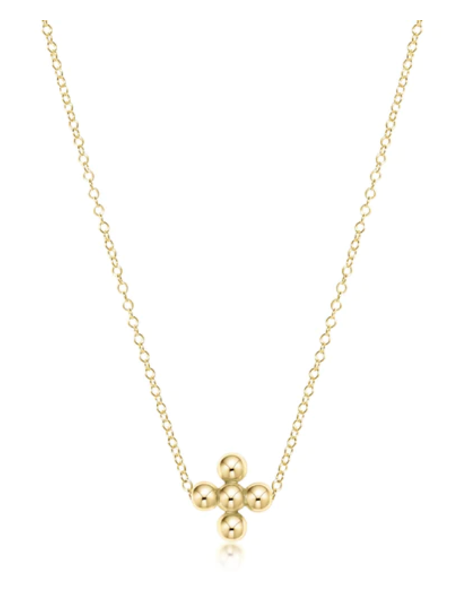 Classic Bead Signature Cross Necklace 18"