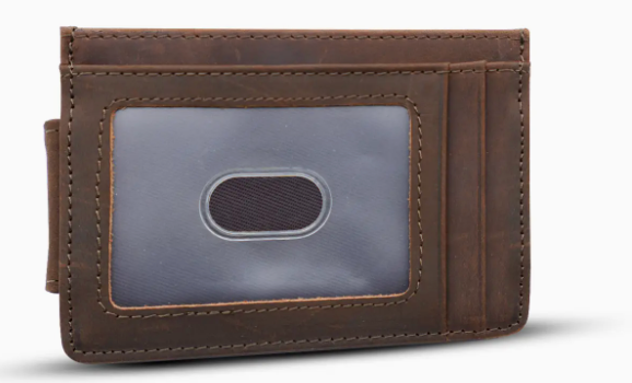 Leather Money Clip-Drk Brown