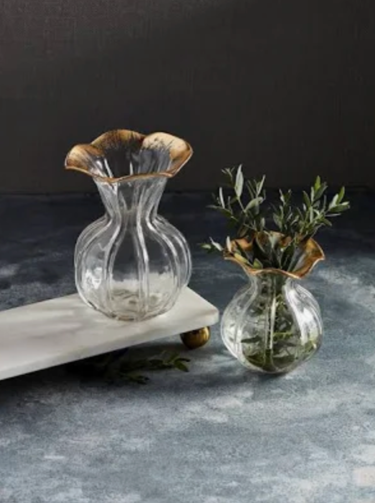 Small Ruffled Gold Vase