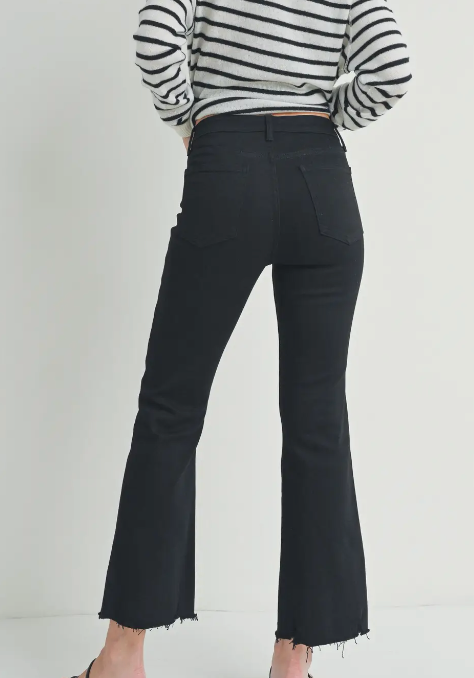 High Rise Crop Flare-Black