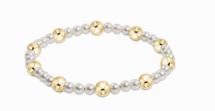 PEARL SINCERITY PATTERN 4MM BEAD BRACELET - 6MM GOLD