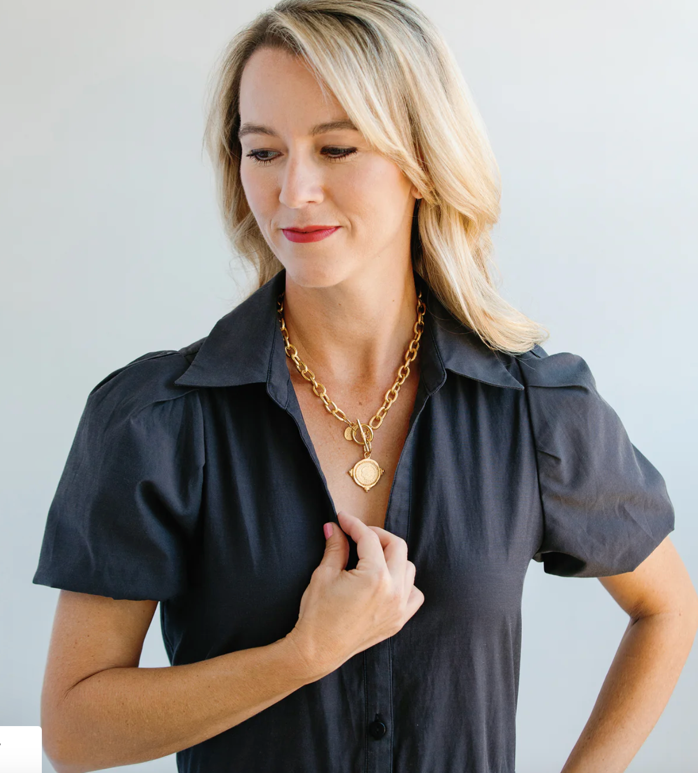 Handcast Gold Intaglio Coin Toggle Necklace