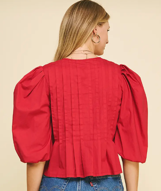 Puff Sleeve Tie Top