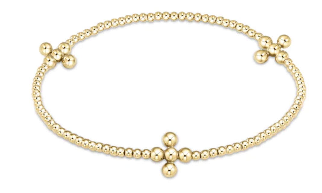 signature cross gold - 3mm, 2mm bead bracelet -