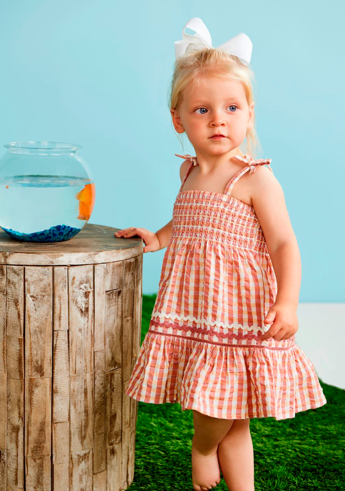 Smocked Check Dress