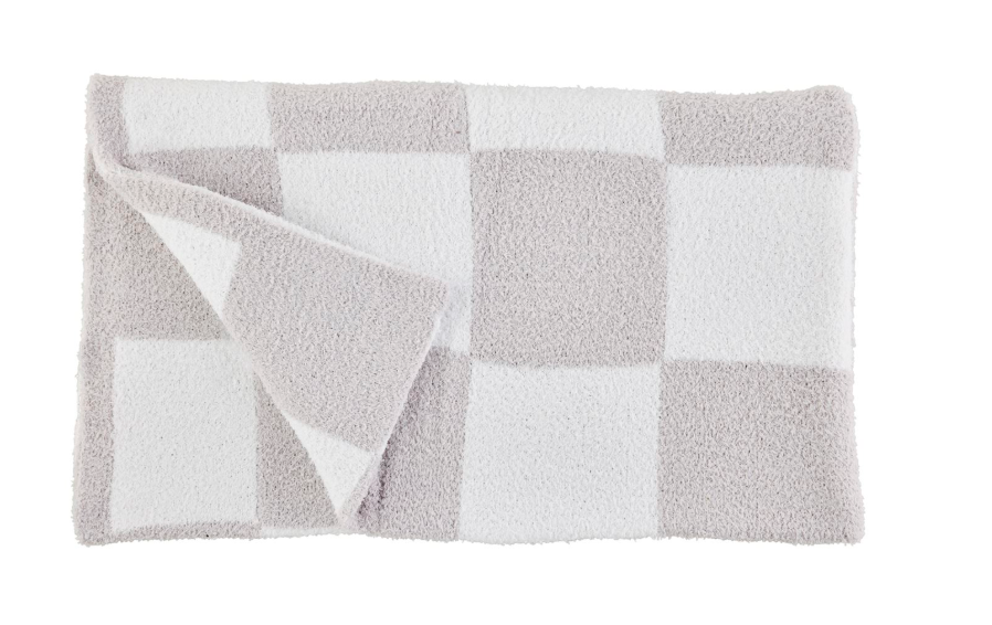 Checkered Chenille Blanket- Gray