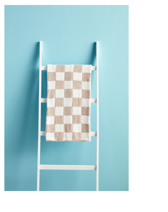 Checkered Chenille Blanket- Tan