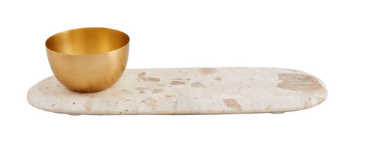 Tan Marble Tray & Tidbit Set