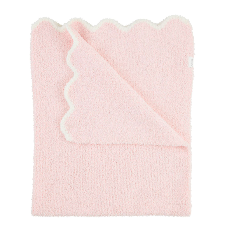Pink Scallop Chenille Blanket