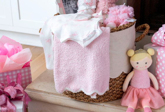 Pink Scallop Chenille Blanket