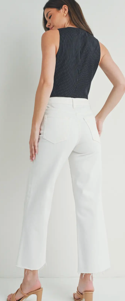 JBD-White slim Wide Leg