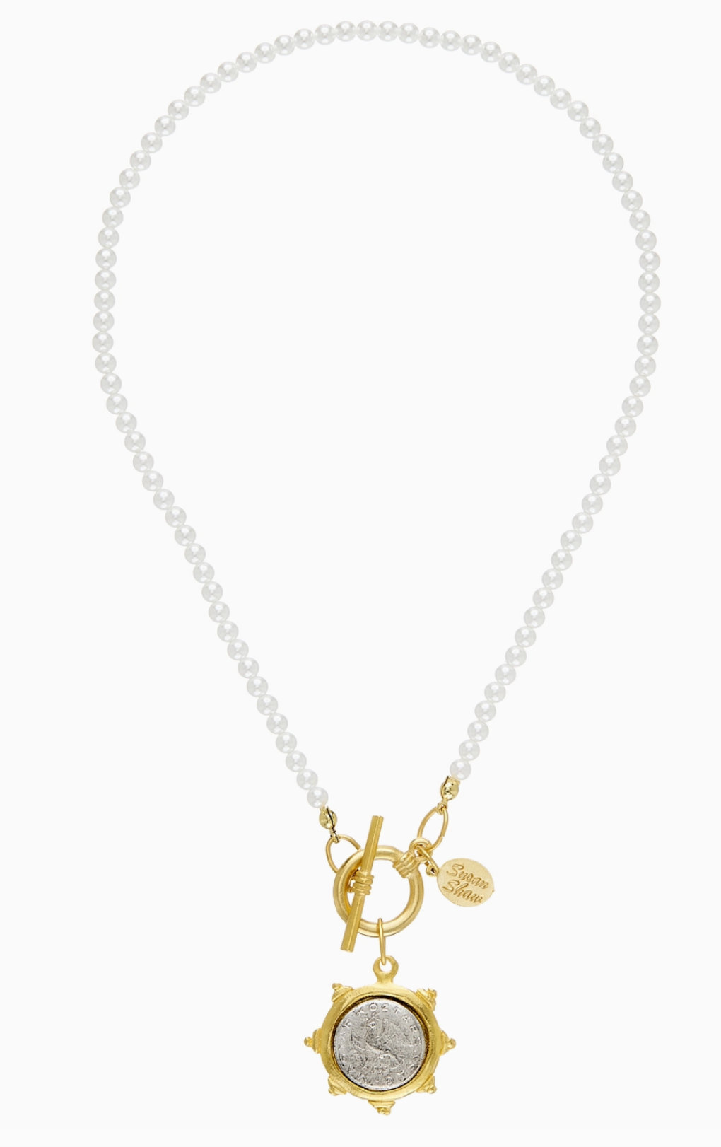 Dove Coin Pearl Toggle Necklace