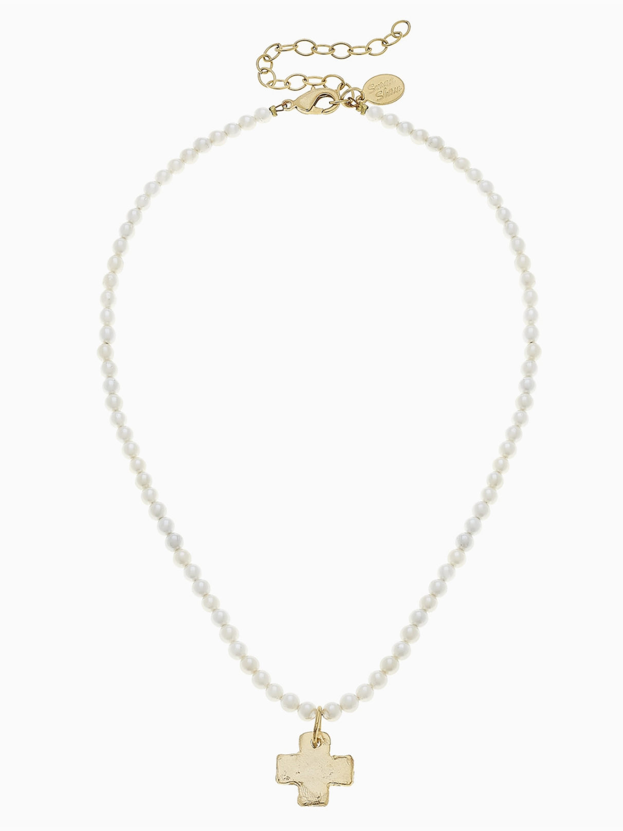 Gold Cross On Freshwater Pearl Necklace