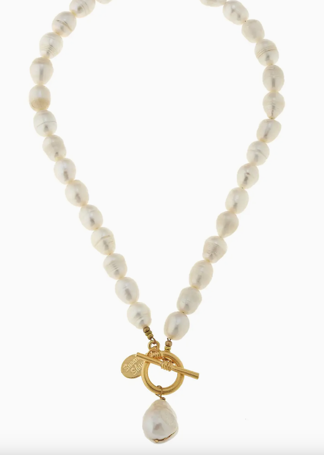 Large Genuine Freshwater Pearl Front Toggle Necklace