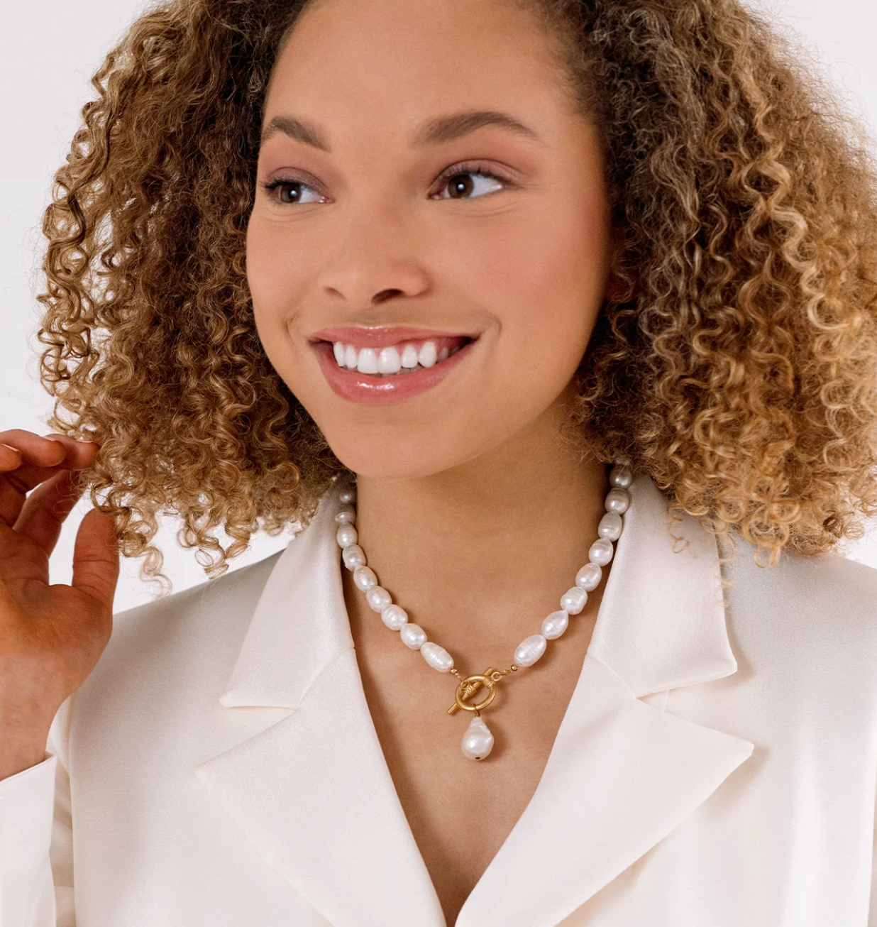 Large Genuine Freshwater Pearl Front Toggle Necklace