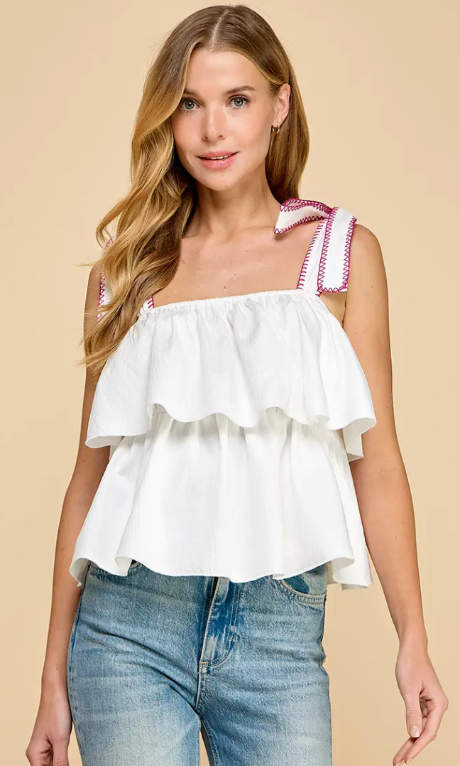Square Neckline Tiered Ruffle Top