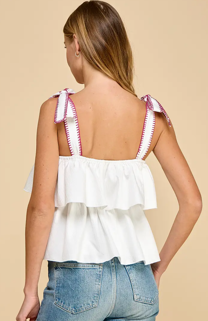 Square Neckline Tiered Ruffle Top