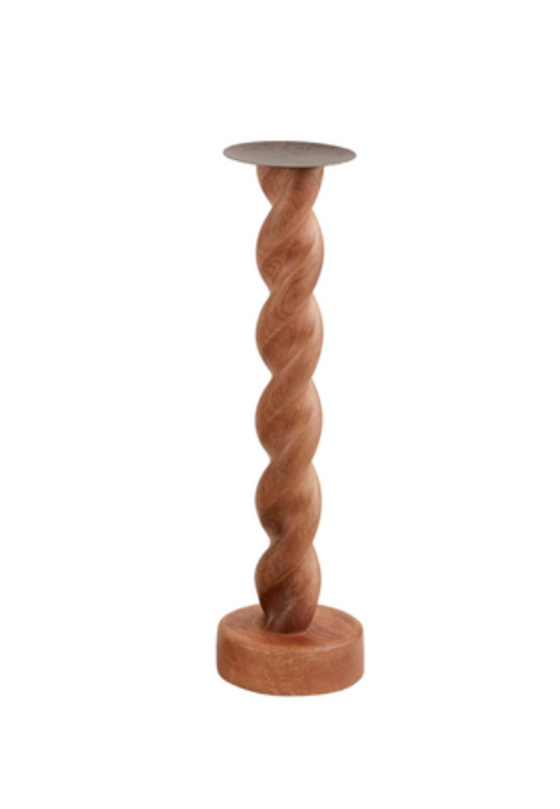 Small Twisted Wood Candlestick