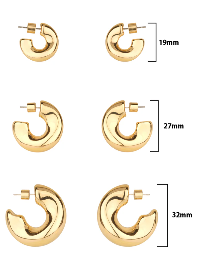 Set of 3 Chunky Gold Hoops