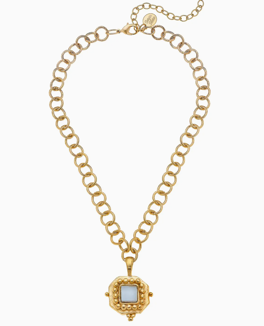 London Square Necklace- White