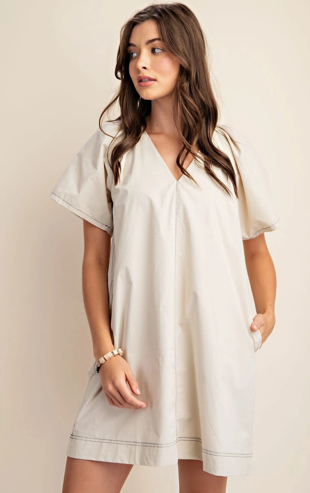 Solid contrast Stitch Dress